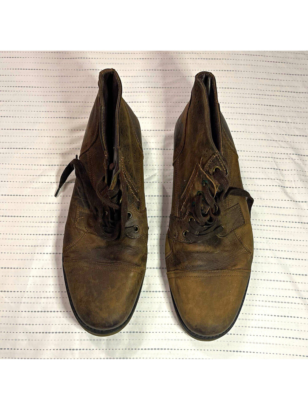 Bullboxer Men's Brown Leather Chukka Ankle Boots Cap Toe Lace Up US 12
